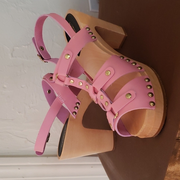 Swedish Hasbeens pink Brassy leather clog sandals 7.5 - Picture 6 of 8